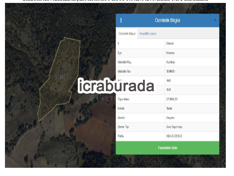 icralık  m2 Tarla Bilecik Merkez Kurtköy
