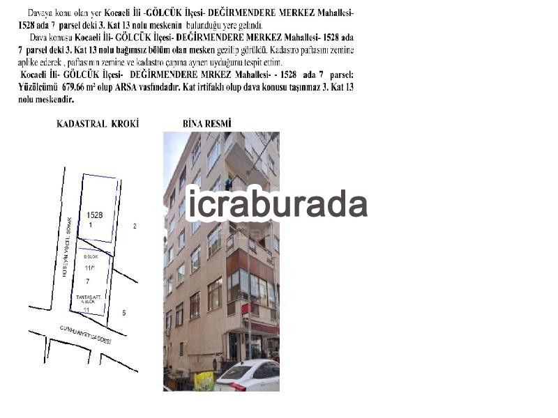 icralık  m2 Daire Kocaeli Gölcük Değirmendere/merkez