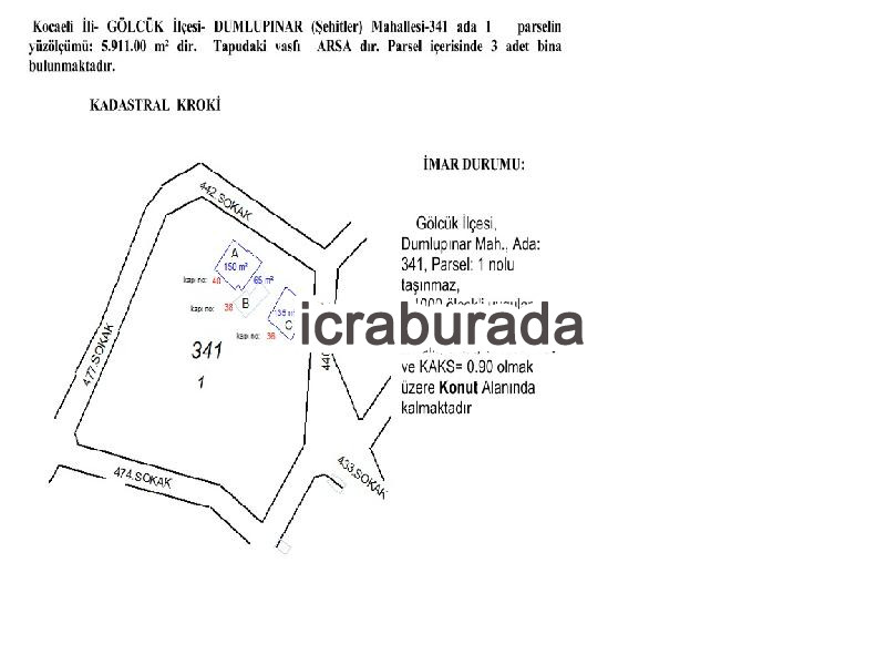 icralık  m2 Arsa Kocaeli Gölcük Dumlupinar