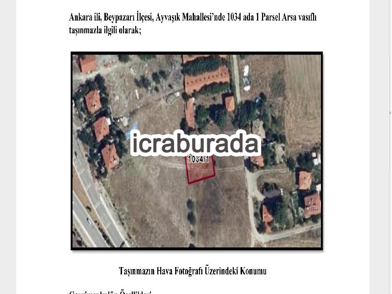 icralık  m2 Arsa Ankara Beypazarı Ayvaşik