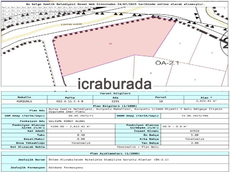 icralık 4 m2 Daire Bursa Gemlik Kurşunlu