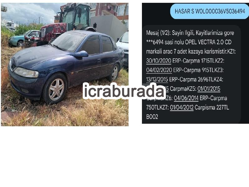 icralık Opel  VECTRA 2.0.  Otomobil Kırklareli Babaeski Babaeski