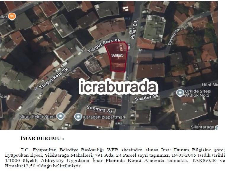 icralık  m2 Arsa İstanbul Eyüpsultan Silahtarağa