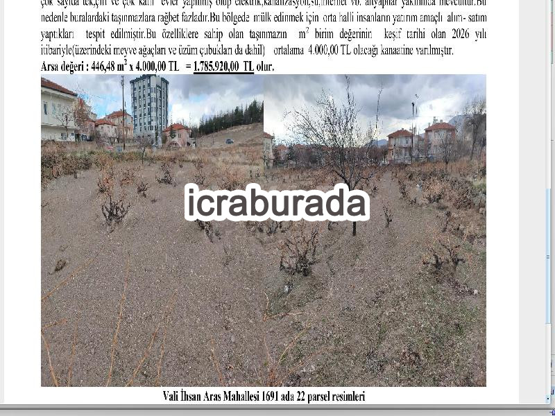 icralık  m2 Arsa Kayseri İncesu Vali İhsan Aras