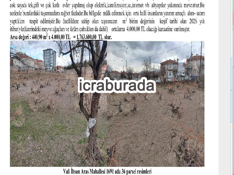 icralık  m2 Arsa Kayseri İncesu Vali İhsan Aras