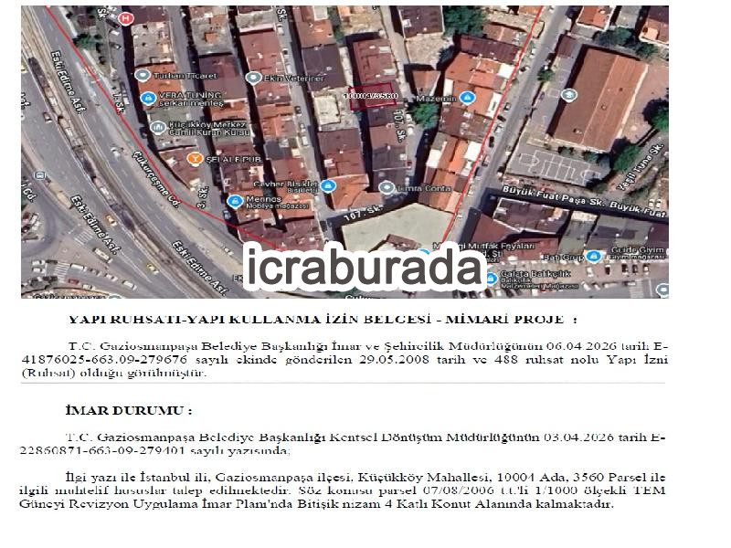 icralık 1 m2 Daire İstanbul Gaziosmanpaşa Küçükköy