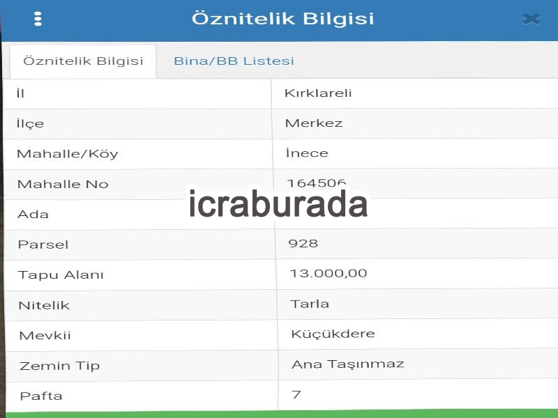 icralık  m2 Tarla Kırklareli Merkez İnece