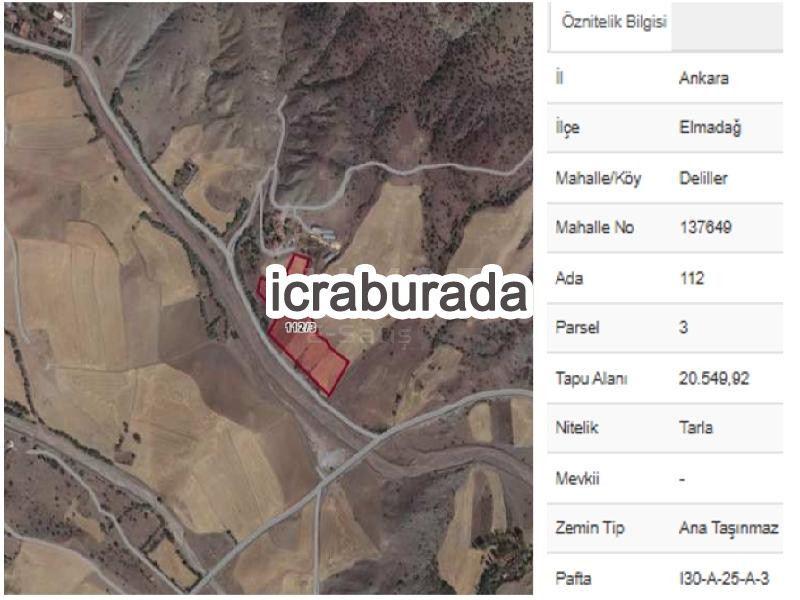 icralık  m2 Tarla Ankara Elmadağ Deliller