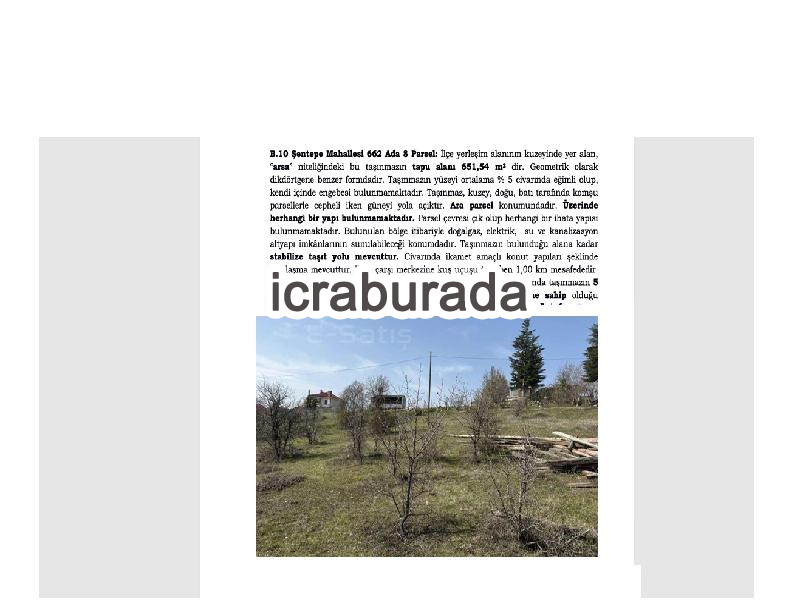 icralık  m2 Arsa Çankırı Ilgaz Şentepe
