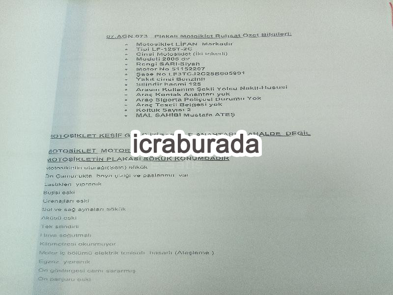 icralık Motosiklet  LF-125T-2C  Motosiklet Belirtilmedi Belirtilmedi Belirtilmedi