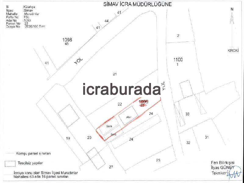 icralık  m2 Tarla Kütahya Simav Muradinlar