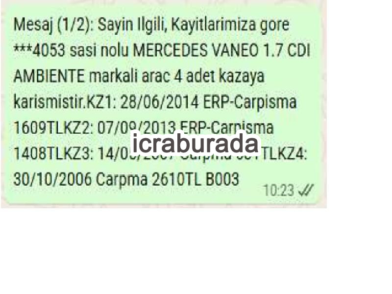 icralık Mercedes Benz Vaneo Kamyonet Antalya Serik Serik