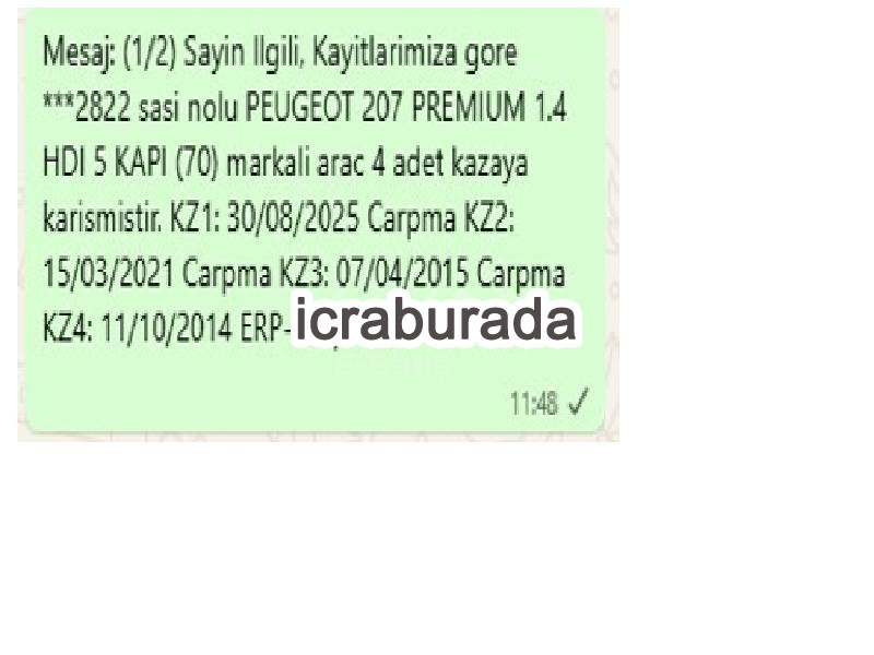icralık Peugeot  207 PREMIUM 1.4 HDI 5K  Otomobil Antalya Serik Serik