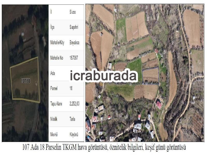 icralık  m2 Tarla Sivas Suşehri Boyalica