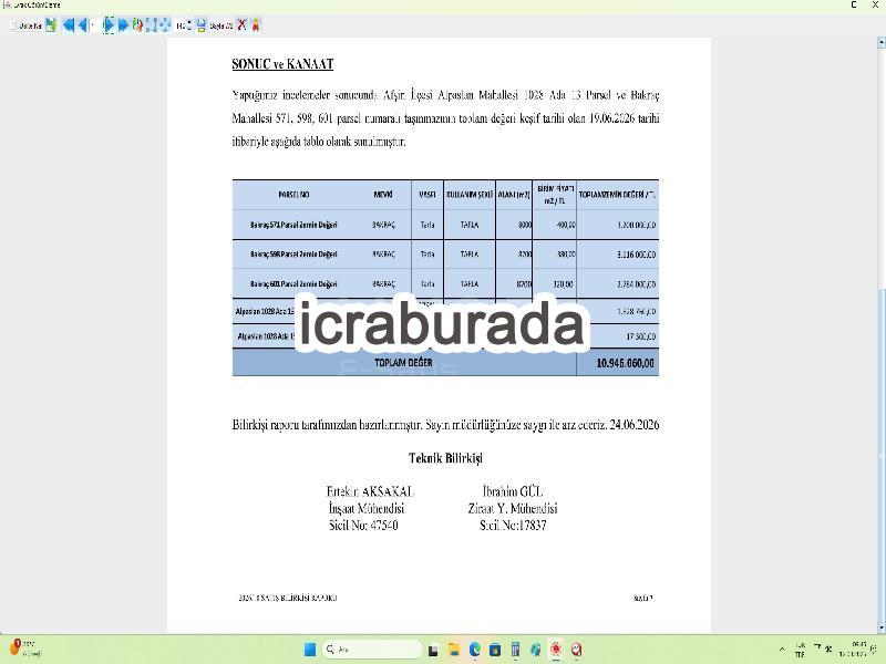 icralık  m2 Tarla Kahramanmaraş Afşin Bakraç