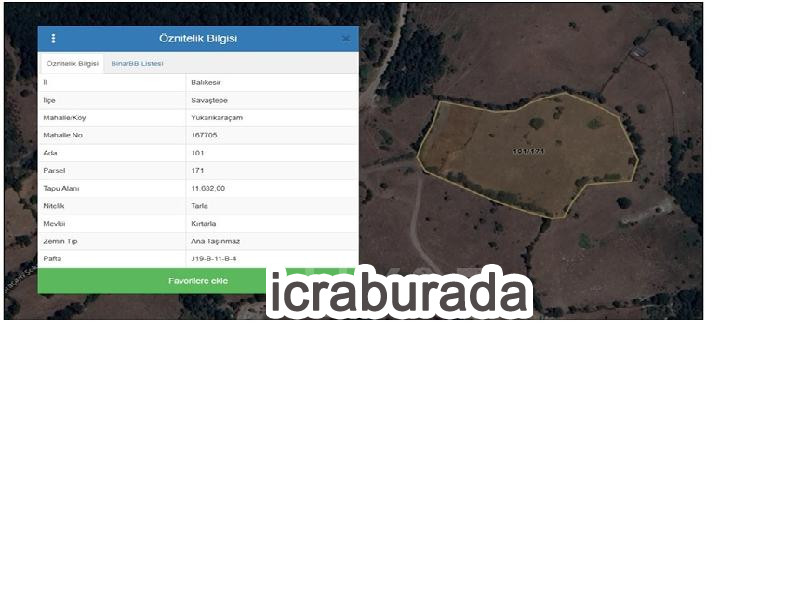 icralık  m2 Tarla Balıkesir Savaştepe Yukarikaraçam