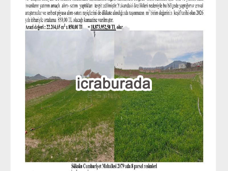 icralık  m2 Tarla Kayseri İncesu Süksün/cumhuriyet