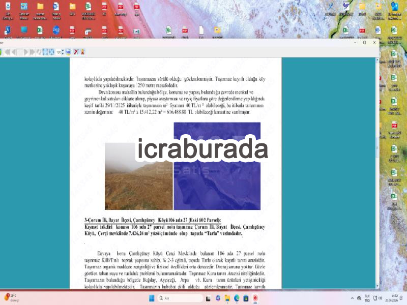 icralık  m2 Tarla Çorum Bayat Beydili