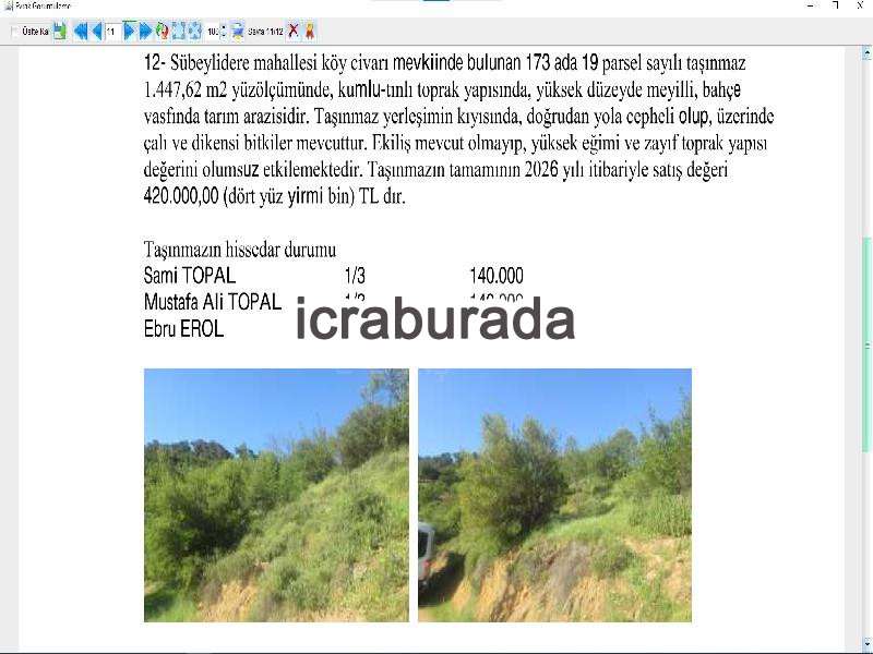 icralık  m2 Diger Balıkesir Burhaniye Sübeylidere