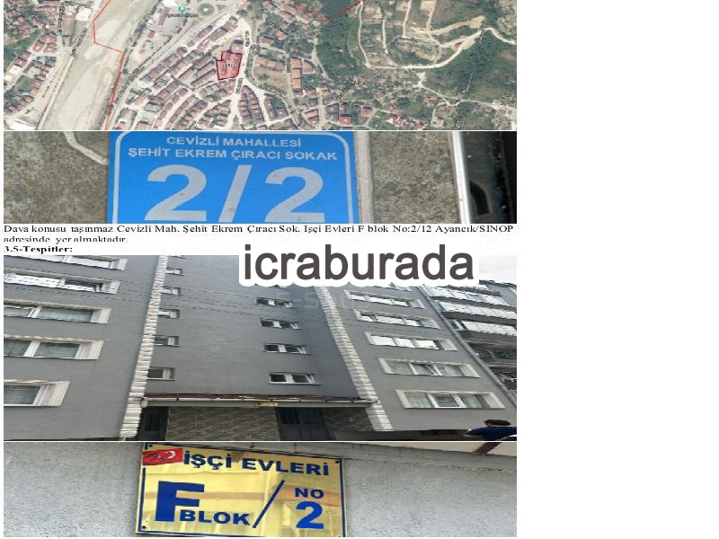 icralık 12 m2 Daire Sinop Ayancık Cevizli