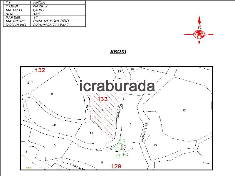 icralık  m2 Tarla Aydın Nazilli Çayli