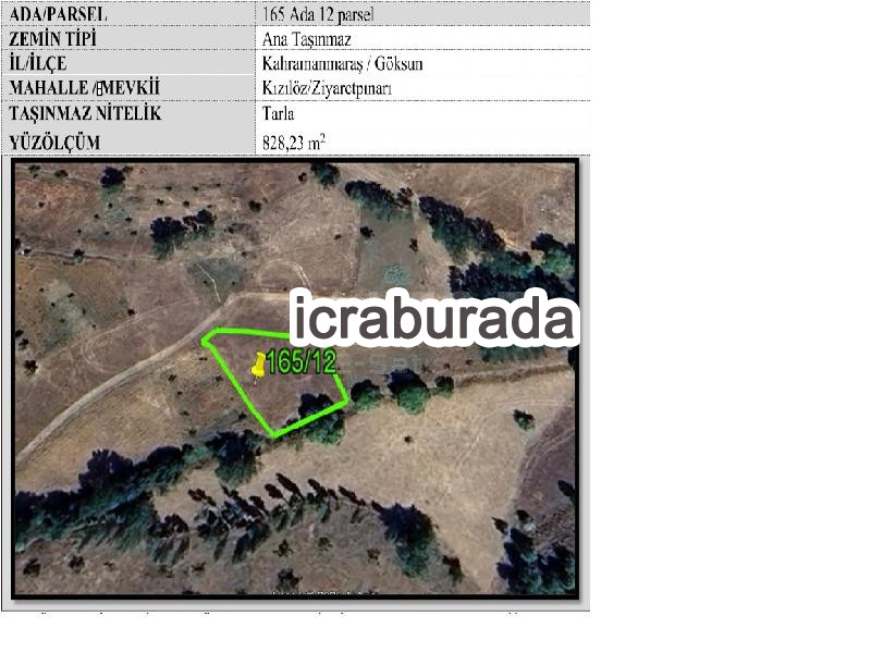 icralık  m2 Tarla Kahramanmaraş Göksun Kizilöz